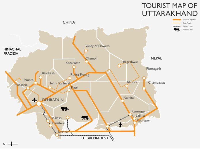 Final - Tourist  map of Uttarakhand